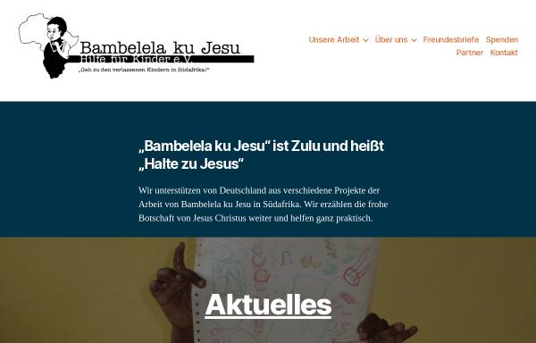 Vorschau von www.bambelela.de, Bambelela ku Jesu - Hilfe für Kinder e.V.