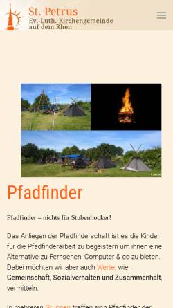 Vorschau der mobilen Webseite kirche-rhen.de, Pfadfinderschaft St. Petrus a.d. Rhen