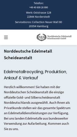 Vorschau der mobilen Webseite norddeutsche-edelmetall.de, Norddeutsche Edelmetall Scheideanstalt GmbH