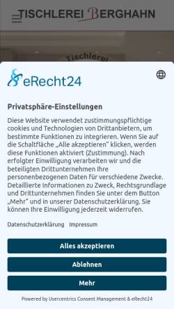 Vorschau der mobilen Webseite www.berghahn-bau.de, Tischlerei Berghahn
