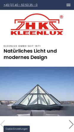 Vorschau der mobilen Webseite www.kleenlux.de, Kleenlux GmbH