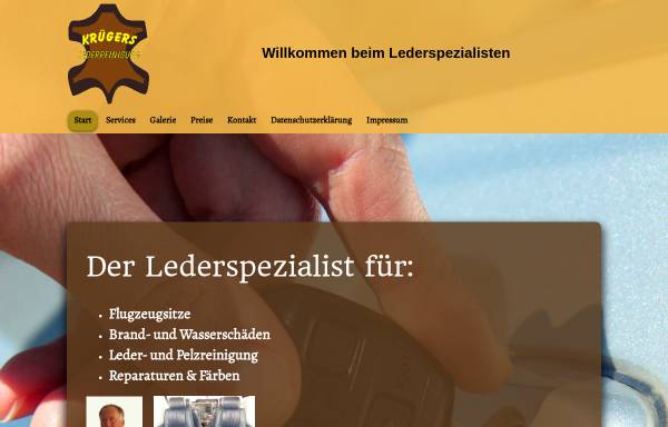 Vorschau von www.lederreinigung-krueger.de, Krügers Lederreinigung