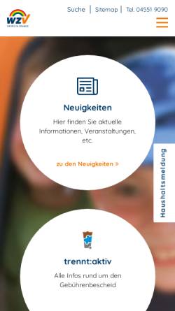 Vorschau der mobilen Webseite www.wzv.de, Wege-Zweckverband der Gemeinden des Kreises Segeberg