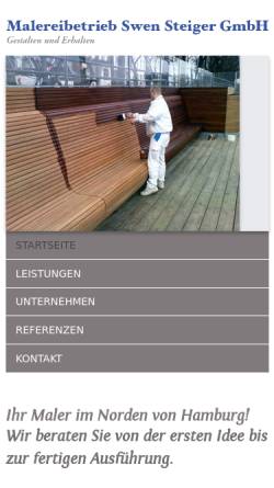 Vorschau der mobilen Webseite www.maler-steiger.de, Malereibetrieb Swen Steiger GmbH