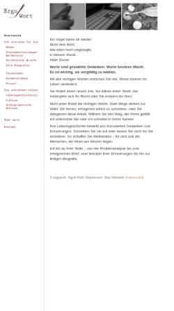 Vorschau der mobilen Webseite www.ergowort.de, Ergo Wort, Sigrid Ruth Stephenson