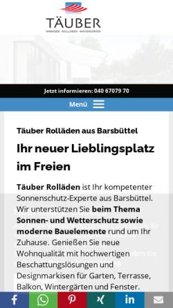 Vorschau der mobilen Webseite www.taeuber.de, Karl Täuber Rolläden GmbH