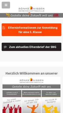Vorschau der mobilen Webseite www.soenke-nissen-schule.de, Sönke-Nissen-Schule