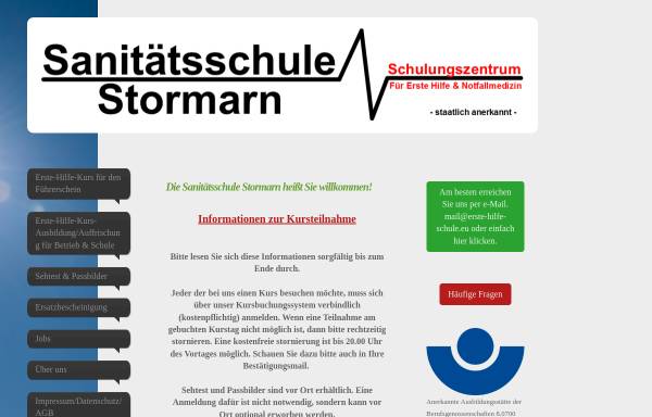 Vorschau von www.xn--sanittsschule-stormarn-44b.de, Sanitätsschule Stormarn