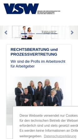 Vorschau der mobilen Webseite www.vsw.eu, VSW - Verband und Serviceorganisation der Wirtschaftsregionen Holstein und Hamburg e.V.