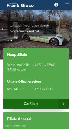 Vorschau der mobilen Webseite www.fahrschule-giese.de, Fahrschule Giese