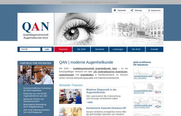 Vorschau von www.qan-augenaerzte.de, QAN - Qualitätsgemeinschaft Augenheilkunde Nord