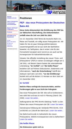 Vorschau der mobilen Webseite www.pro-bahn.de, Pro Bahn zu den Bahntarifen