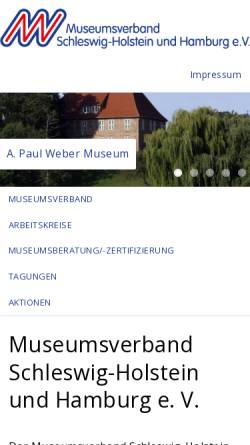 Vorschau der mobilen Webseite www.museumsverband-shhh.de, Museumsverband Schleswig-Holstein und Hamburg e. V.