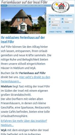 Vorschau der mobilen Webseite www.langner-foehr.de, Langner Ferienhäuser Föhr
