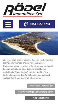 Vorschau der mobilen Webseite www.roedel-immobilien-sylt.de, Roedel Immobilien Sylt