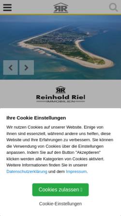 Vorschau der mobilen Webseite www.reinhold-riel.de, Reinhold Riel Immobilien GmbH