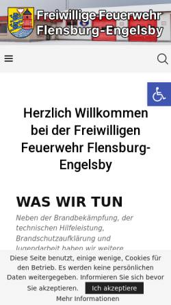 Vorschau der mobilen Webseite www.feuerwehr-engelsby.de, Freiwillige Feuerwehr Flensburg-Engelsby