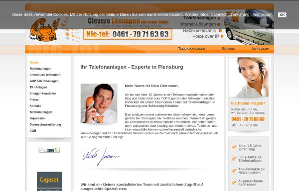 Vorschau von www.nic-tel.de, Nic-Tel Telefonanlagen Flensburg