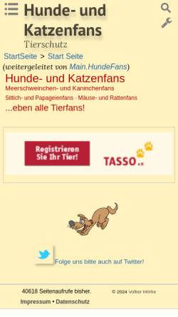 Vorschau der mobilen Webseite www.hundefans.de, Hunde- und Katzenfans