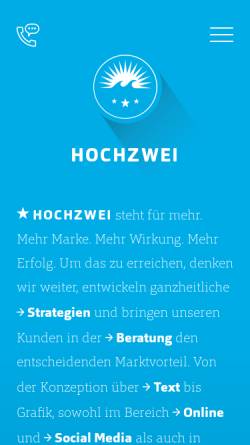 Vorschau der mobilen Webseite www.hochzwei.de, Hochzwei – Büro für visuelle Kommunikation GmbH & Co. KG