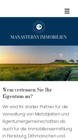Vorschau der mobilen Webseite www.ma-flensburg.de, Hausverwaltung Manasterny & Aarskog