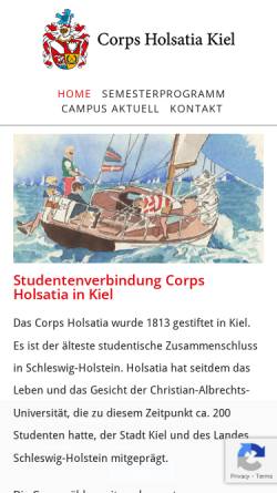 Vorschau der mobilen Webseite www.corps-holsatia.de, Corps Holsatia zu Kiel - seit 1813 Landescorps in Schleswig-Holstein