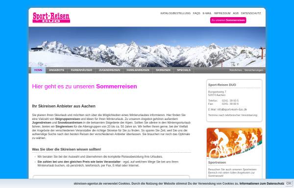 Vorschau von www.skireisen-agentur.de, Sport-Reisen Duo - Arno Kallfelz