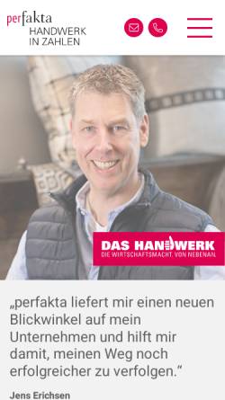 Vorschau der mobilen Webseite www.perfakta.de, Perfakta.SH e.V. – Handwerk in Zahlen