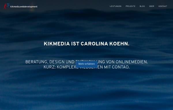 Vorschau von kikmedia.de, Kikmedia Webdevelopment, Carolina Koehn