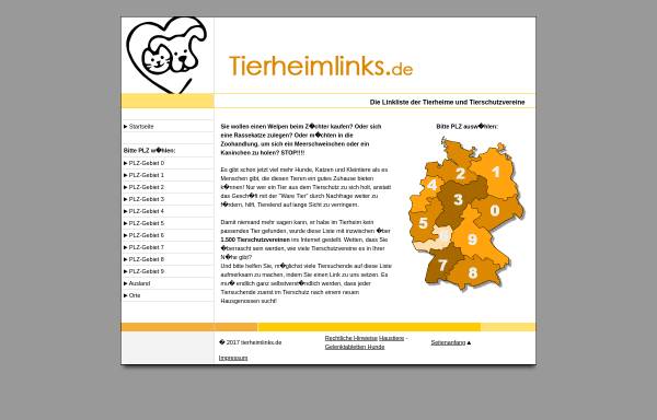 Vorschau von www.tierheimlinks.de, Tierheimlinks.de