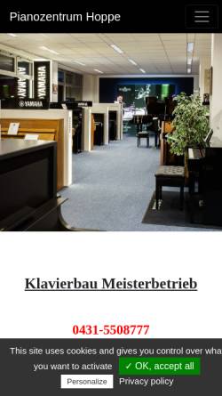 Vorschau der mobilen Webseite pianozentrum-hoppe.de, Pianozentrum Hoppe