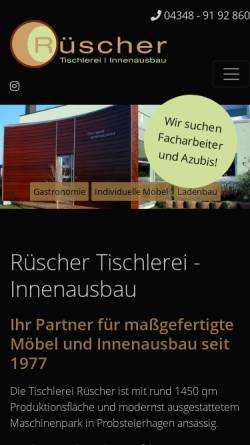 Vorschau der mobilen Webseite www.tischlerei-kiel.de, Tischlerei Rüscher
