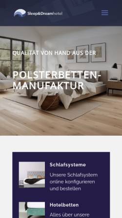 Vorschau der mobilen Webseite www.sleepdream-boxspringbetten.de, Sleep & Dreamhotel Polsterbetten-Manufaktur GmbH