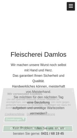 Vorschau der mobilen Webseite www.fleischerei-damlos.de, Fleischer-Fachgeschäft Damlos