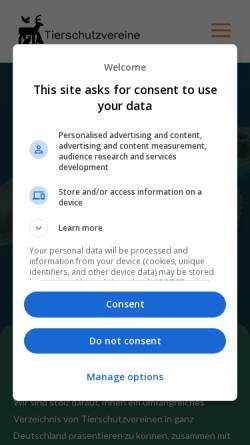 Vorschau der mobilen Webseite www.tierschutzvereine.de, Tierschutzvereine.de
