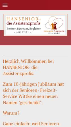 Vorschau der mobilen Webseite www.hansenior.de, HANSENIOR - die Assistenzprofis