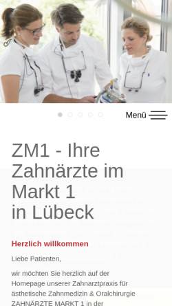 Vorschau der mobilen Webseite www.zm1.de, Zahnärzte Dres. Dieter Rathje, Isabelle Rathje, Henning Janke