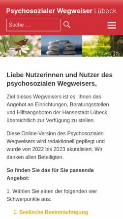 Vorschau der mobilen Webseite www.psychosozialer-wegweiser-luebeck.de, Psychosozialer Wegweiser