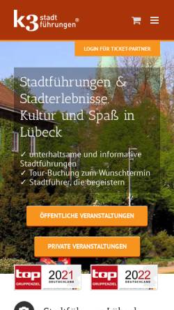 Vorschau der mobilen Webseite www.stadtfuehrungen-in-luebeck.de, K3 Stadtführungen