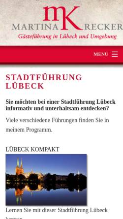 Vorschau der mobilen Webseite stadtfuehrung-luebeck.de, Stadtführung Lübeck, Martina Krecker