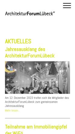 Vorschau der mobilen Webseite www.architekturforum-luebeck.com, Architektur Forum Lübeck e.V.