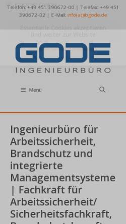 Vorschau der mobilen Webseite ibgode.de, Ingenieurbüro Gode