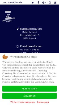 Vorschau der mobilen Webseite www.z-line-segel.de, Z-Line-Segel, Ralph Zochert