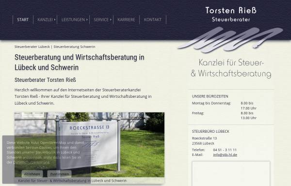 Vorschau von www.steuerberatungluebeck.de, Steuerbüro Torsten Rieß