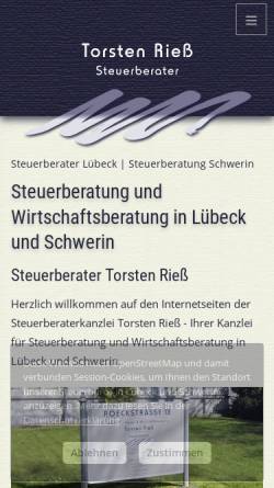 Vorschau der mobilen Webseite www.steuerberatungluebeck.de, Steuerbüro Torsten Rieß