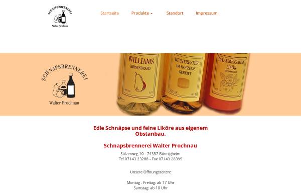 Vorschau von www.schnapsbrennerei-prochnau.de, Schnapsbrennerei Walter Prochnau