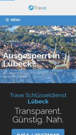 Vorschau der mobilen Webseite www.schluesseldienstluebeck.de, Trave Schlüsseldienst Lübeck