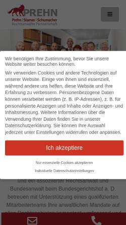 Vorschau der mobilen Webseite prehn-recht.de, Prehn Stamer Schumacher - Rechtsanwälte Partnerschaft