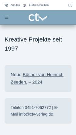 Vorschau der mobilen Webseite www.ctv-verlag.de, CTV - Carsten Tomkewicz Verlag