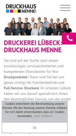 Vorschau der mobilen Webseite www.menne.de, Druckhaus Menne GmbH